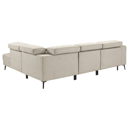 Canapé d’angle droit relax électrique 2 places tissu beige - BAMAKOR