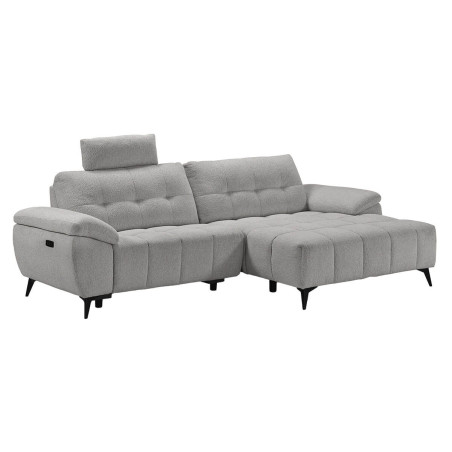 Canapé relax méridienne droite gris foncé têtières réglables - VILIRA