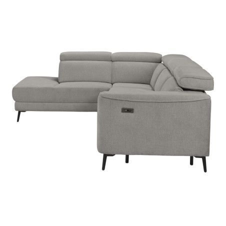 Canapé d'angle gauche 2 places relax électrique tissu gris - BAMAKOR