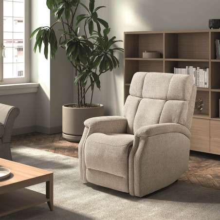Fauteuil relax releveur électrique tissu crème - LINIRA