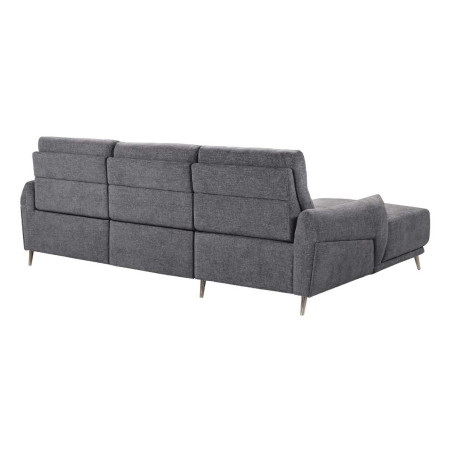 Canapé 3 places relax élec méridienne gauche tissu chiné bleu-gris - SANTIAGOR