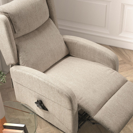 Fauteuil relax releveur électrique beige clair avec roulettes - SEVIA