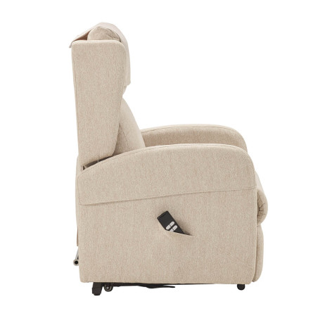Fauteuil relax releveur électrique beige clair avec roulettes - SEVIA