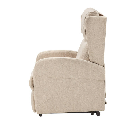 Fauteuil relax releveur électrique beige clair avec roulettes - SEVIA