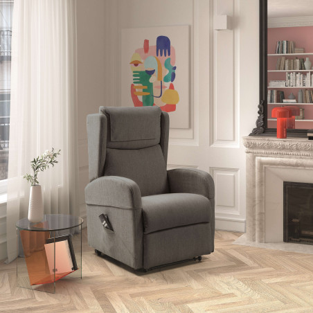 Fauteuil relax releveur électrique gris à roulettes - SEVIA