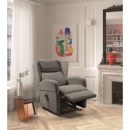 Fauteuil relax releveur électrique gris à roulettes - SEVIA