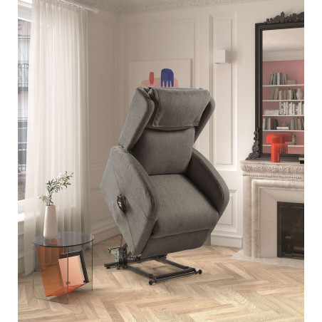 Fauteuil relax releveur électrique gris à roulettes - SEVIA