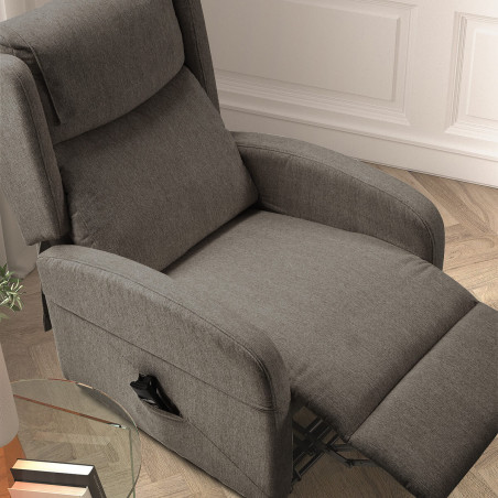 Fauteuil relax releveur électrique gris à roulettes - SEVIA