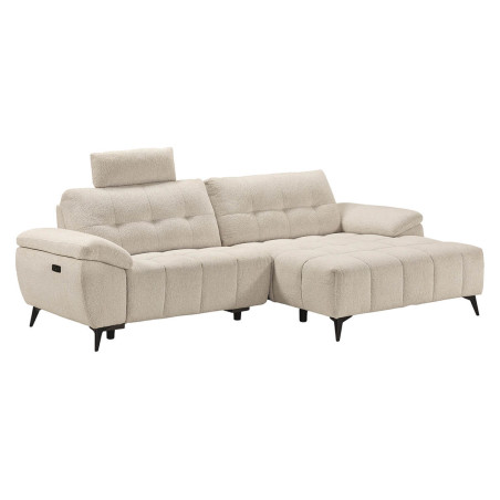 Canapé relax méridienne droite tissu bubble beige - VILIRA