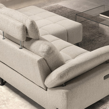 Canapé relax méridienne droite tissu bubble beige - VILIRA