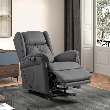 Fauteuil relax releveur électrique gris foncé tissu waterproof - DONIA