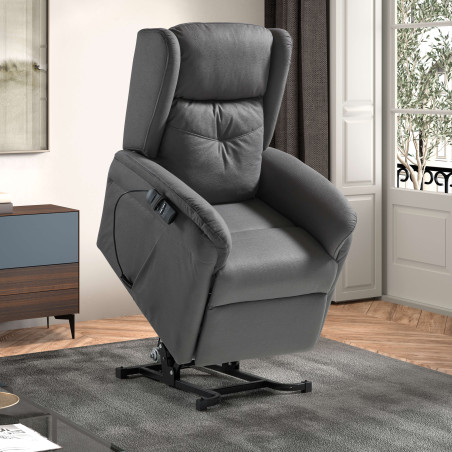 Fauteuil relax releveur électrique gris foncé tissu waterproof - DONIA
