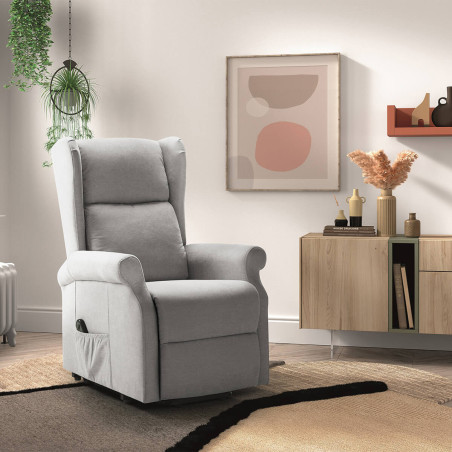 Fauteuil relax releveur électrique tissu gris clair - FAINA