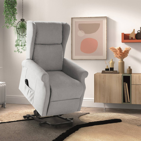 Fauteuil relax releveur électrique tissu gris clair - FAINA