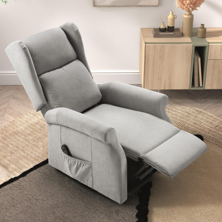 Fauteuil relax releveur électrique tissu gris clair - FAINA