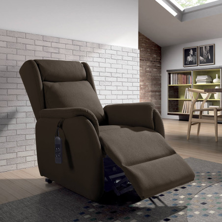 Fauteuil releveur tissu marron - ZAREL