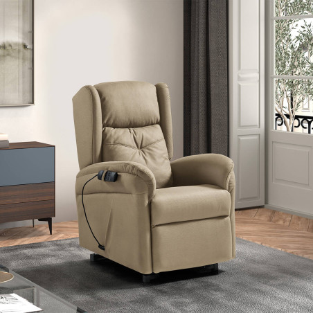 Fauteuil relax releveur électrique beige tissu waterproof - DONIA