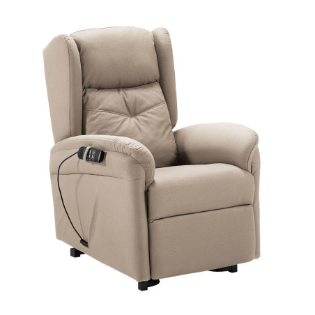 Fauteuil relax releveur électrique beige tissu waterproof - DONIA