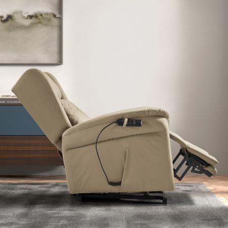 Fauteuil relax releveur électrique beige tissu waterproof - DONIA