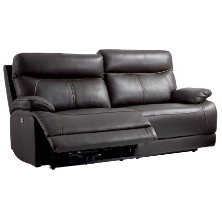 Canapé Relax Électrique 3 Places Cuir Marron - CORMOUE