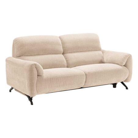 Canapé relax électrique 3 places tissu polyester beige - MALKOR