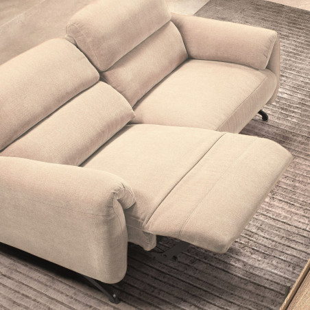 Canapé relax électrique 3 places tissu polyester beige - MALKOR