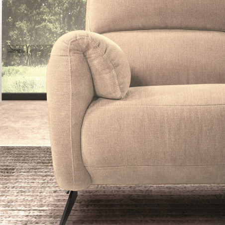 Canapé relax électrique 3 places tissu polyester beige - MALKOR