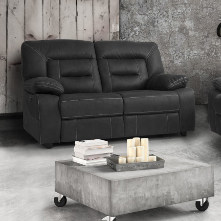 Canapé relax électrique 2 places gris foncé - ALNASS