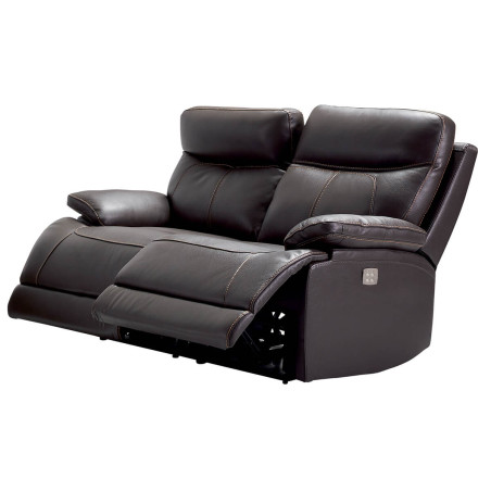 Canapé Relax Électrique 2 Places Cuir Marron - CORMOUE