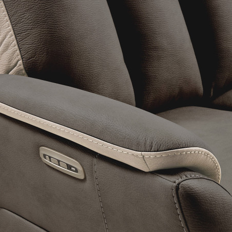Canapé relax électrique 2 places New Nobuck gris foncé et beige - COIMA