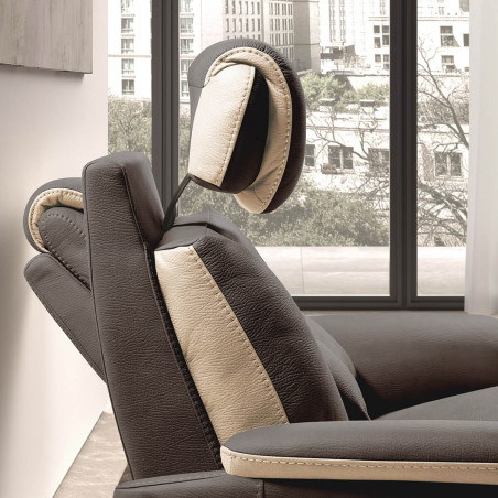 Canapé relax électrique 2 places New Nobuck gris foncé et beige - COIMA