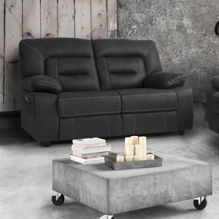 Canapé relax manuel 2 places gris foncé - ALNASS