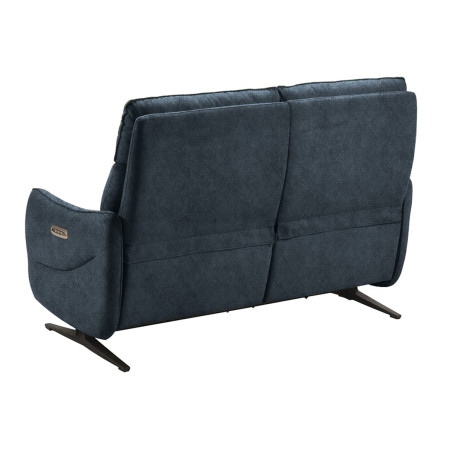 Canapé relax électrique 2 places tissu bleu pieds métal - LISIA