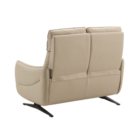 Canapé fixe 2 places cuir beige pieds métal - LISIA