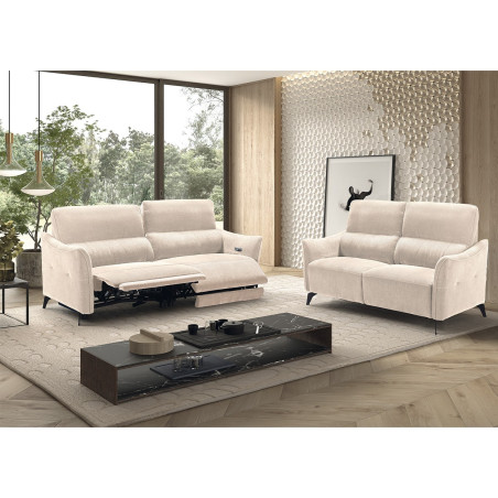 Canapé fixe 2 places tissu waterproof beige - BURGA