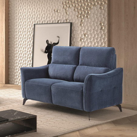 Canapé Fixe 2 Places Tissu Waterproof Bleu - BURGA