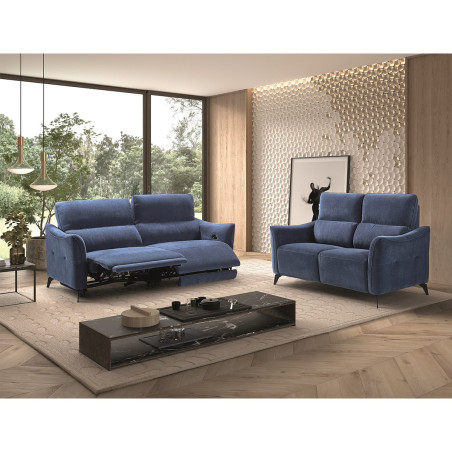 Canapé Fixe 2 Places Tissu Waterproof Bleu - BURGA