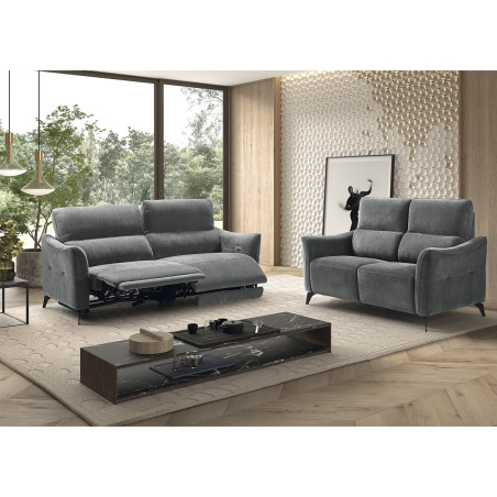 Canapé fixe 2 places tissu waterproof gris - BURGA