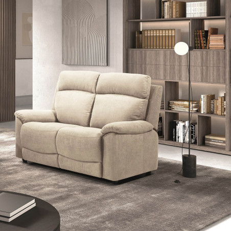 Canapé 2 Places Fixe Tissu Ivoire - HUESA