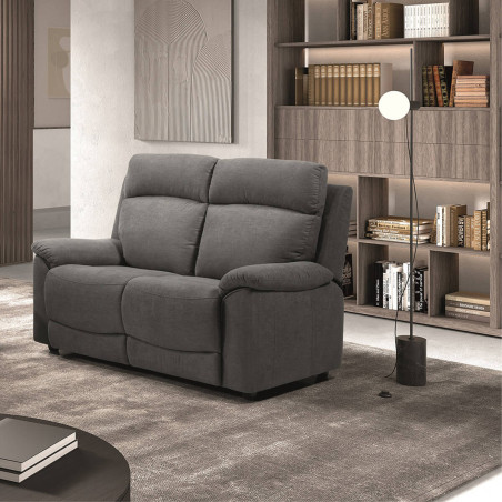 Canapé 2 Places Fixe Tissu Gris - HUESA