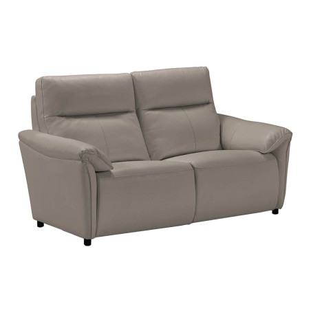 Canapé 2 Places Fixe en Cuir Gris Éléphant - MAZIRA