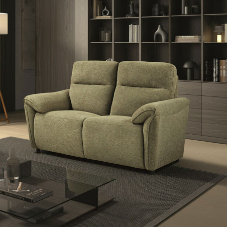 Canapé 2 Places Fixe Tissu Vert Chiné - MAZIRA