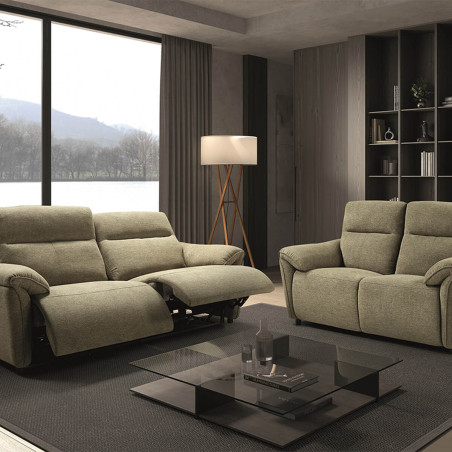 Canapé 2 Places Fixe Tissu Vert Chiné - MAZIRA