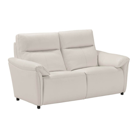 Canapé 2 places fixe cuir blanc - MAZIRA