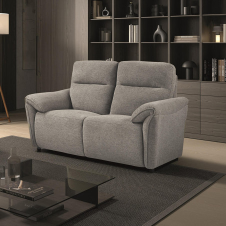 Canapé 2 Places Fixe Tissu Gris Chiné - MAZIRA