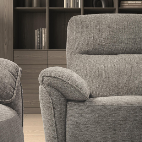 Canapé 2 Places Fixe Tissu Gris Chiné - MAZIRA