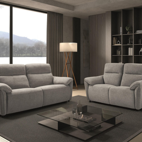 Canapé 2 Places Fixe Tissu Gris Chiné - MAZIRA