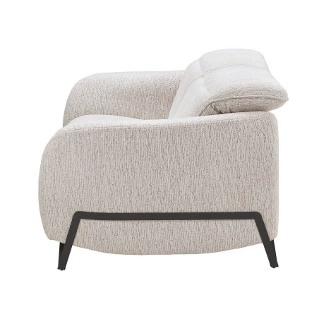 Canapé fixe 2 places tissu polyester beige avec têtières inclinables manuelles - AMSTAR