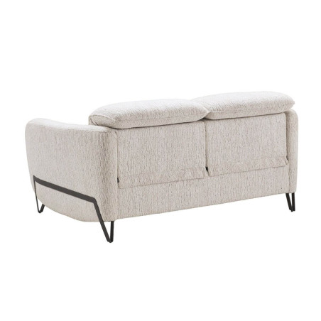 Canapé fixe 2 places tissu polyester beige avec têtières inclinables manuelles - AMSTAR