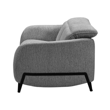 Canapé fixe 2 places tissu polyester gris avec têtières inclinables manuelles - AMSTAR